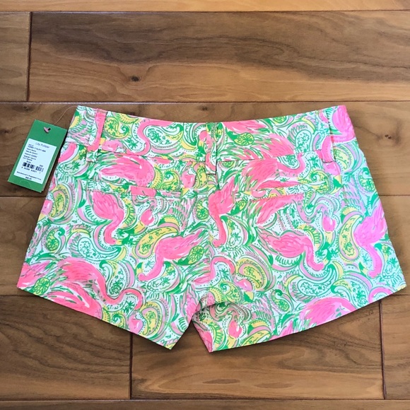 Lilly Pulitzer Walsh Shorts Hot Wings Flamingo - Picture 3 of 8